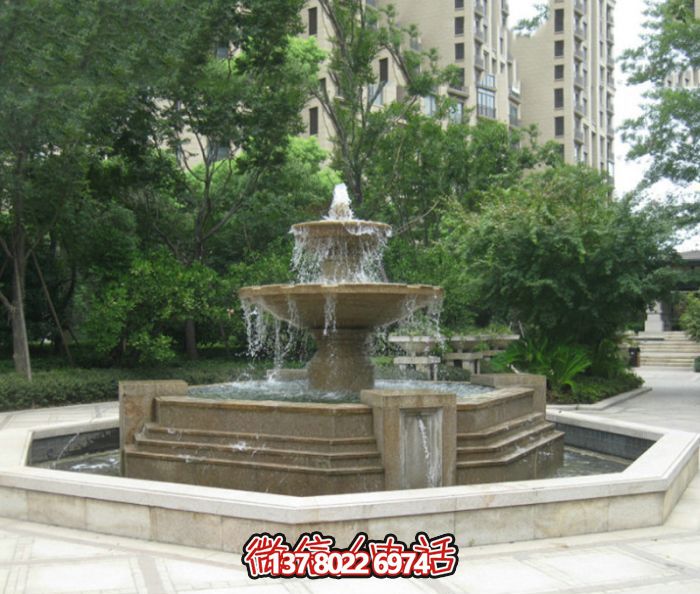 精美石雕大型噴泉，美化小區(qū)廣場景觀