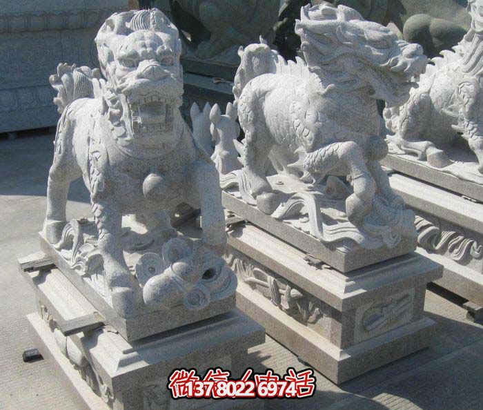 精美大理石石雕麒麟雕塑，一件精致的家居裝點品