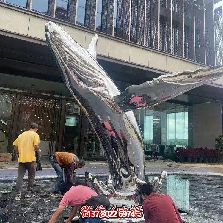 大型不銹鋼鏤空魚類擺件，為戶外水景商場售樓部裝飾