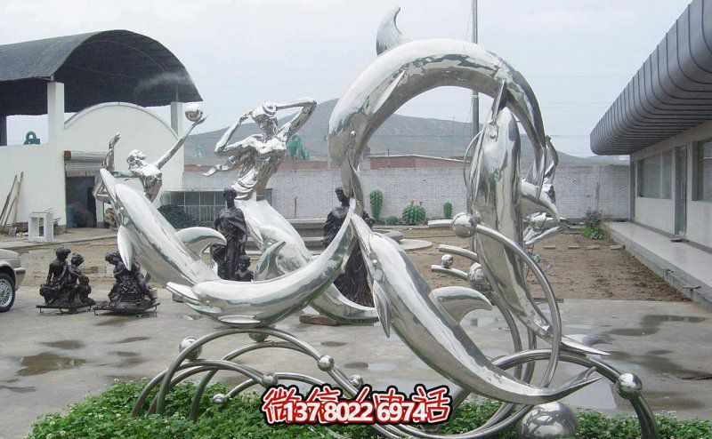一群活躍海豚，為游樂園帶來更多樂趣——不銹鋼海豚雕塑