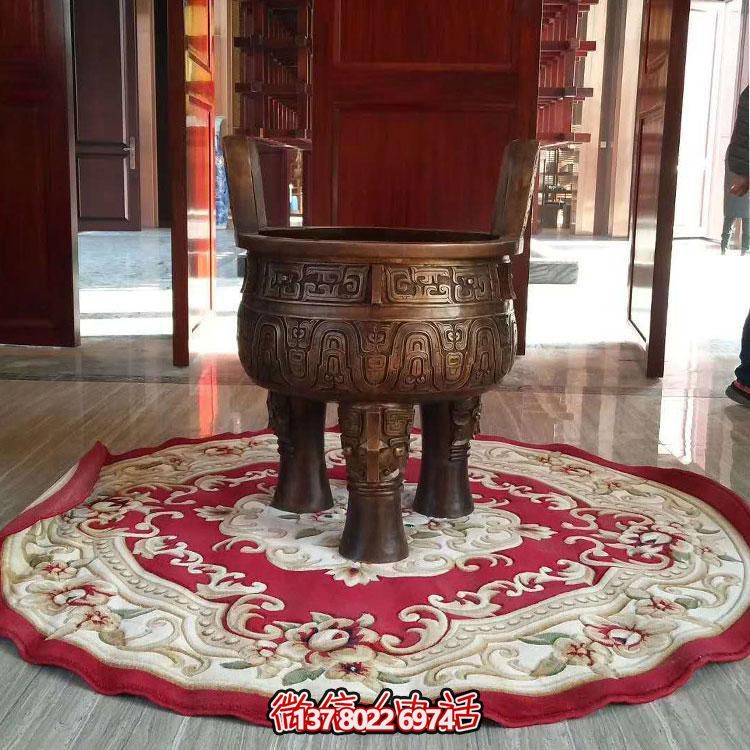純銅鼎仿古香爐擺件，圓潤家居裝飾