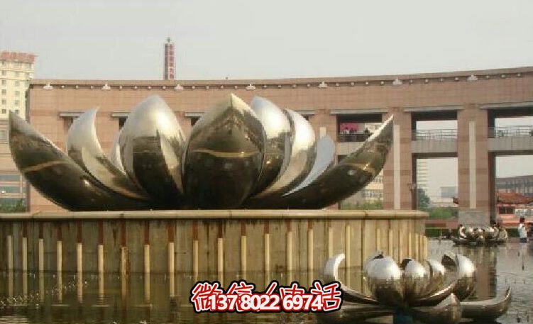 不銹鋼荷花雕塑，美化家園，增添小區公園戶外環境