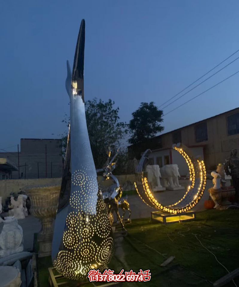 城市花園裝飾照明創意抽象雕塑天鵝 城市花園裝飾照明創意抽象雕塑天鵝