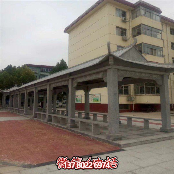 仿古建筑石雕長廊亭子，打造文化小區(qū)廣場(chǎng)雕塑