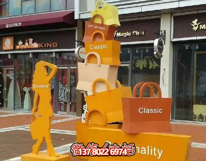 不銹鋼購物袋雕塑，讓您的商業街路邊擺放更具藝術感