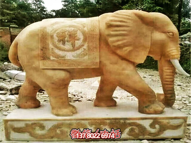 吉祥浮雕大象雕塑——完美融合戶外園林創意石雕