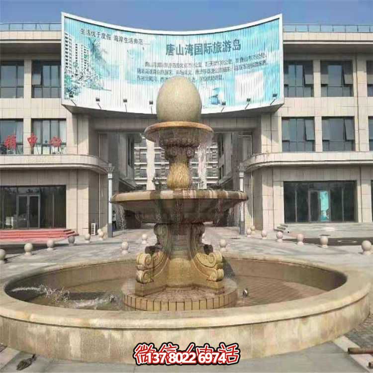 精致石雕噴泉，美化小區、別墅、大理石環境