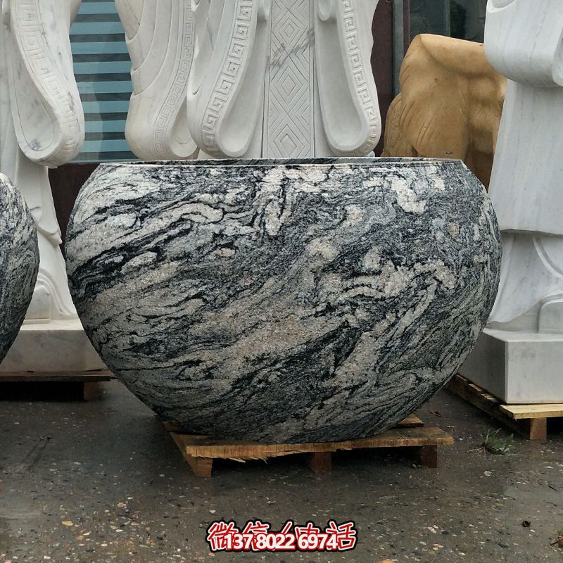 精美大理石石雕魚缸,點綴庭院雕塑 精美大理石石雕魚缸,點綴庭院雕塑