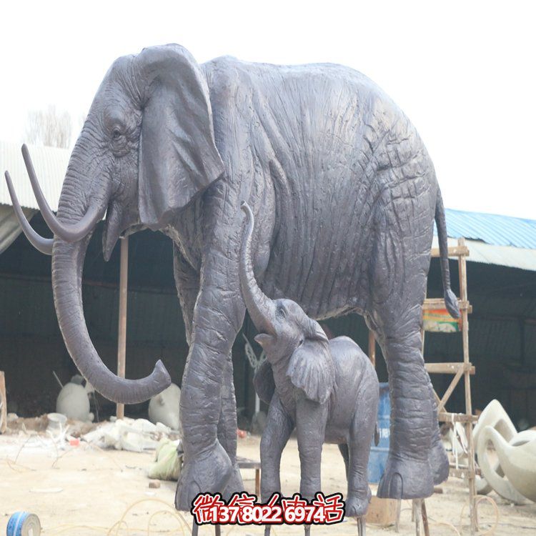 玻璃鋼母子象，大象雕塑