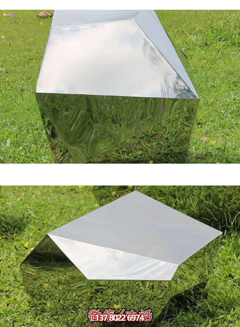 草坪擺件不銹鋼切面石頭雕塑 草坪擺件不銹鋼切面石頭雕塑