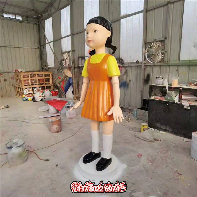 游樂場創(chuàng)意玻璃鋼卡通彩繪小女孩人物景觀