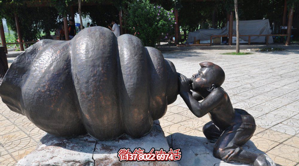 廣場小男孩吹海螺銅雕吹奏雕塑 廣場小男孩吹海螺銅雕吹奏雕塑