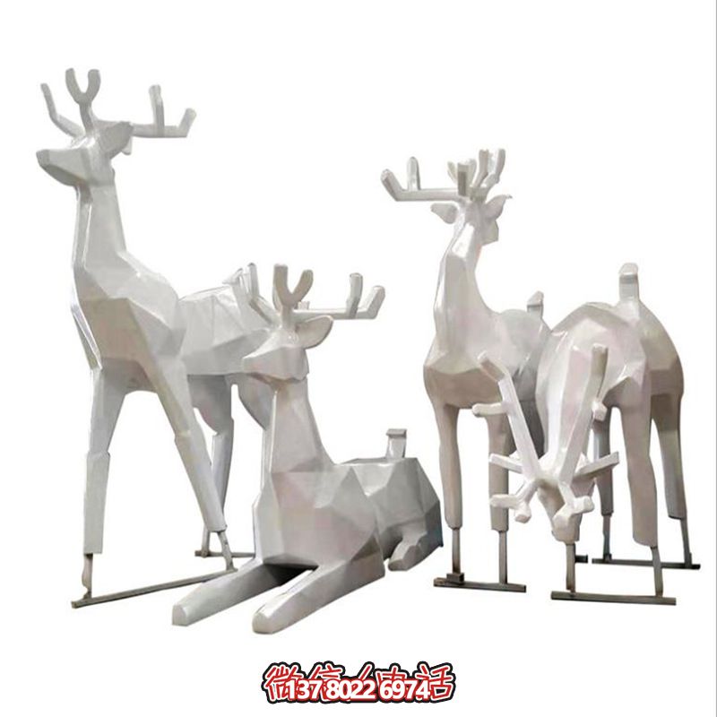 公園別墅小區玻璃鋼幾何梅花鹿雕塑 公園別墅小區玻璃鋼幾何梅花鹿雕塑