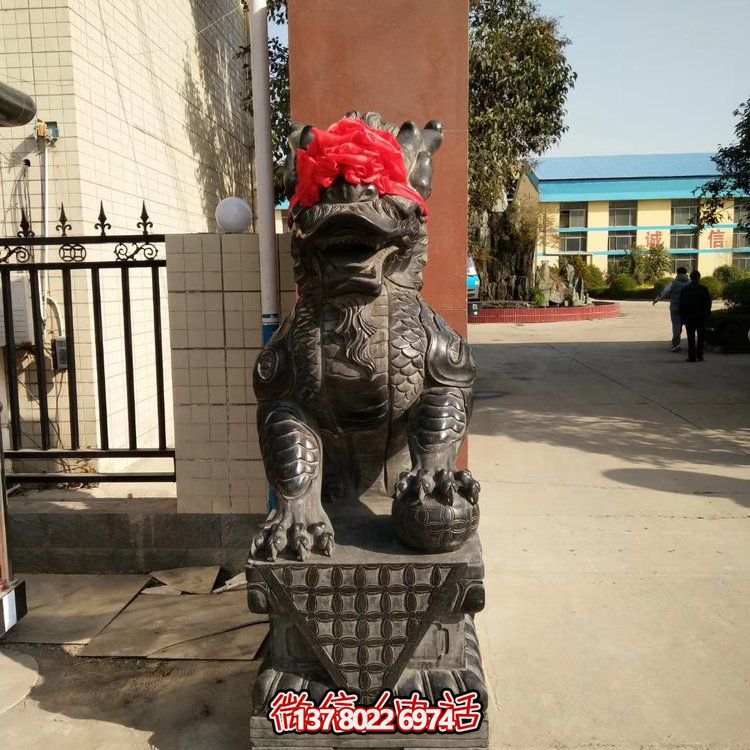 銅雕工廠企業(yè)門(mén)口招財(cái)麒麟雕塑