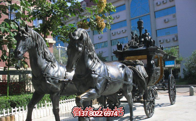 學(xué)校景區(qū)鑄造青銅馬車雕塑 學(xué)校景區(qū)鑄造青銅馬車雕塑