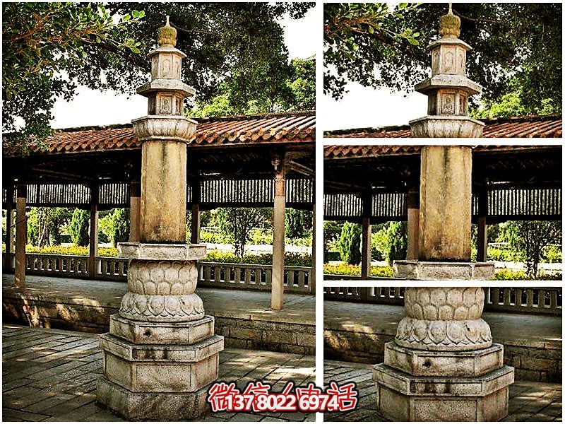 蓮花底座浮雕佛像石經幢 蓮花底座浮雕佛像石經幢