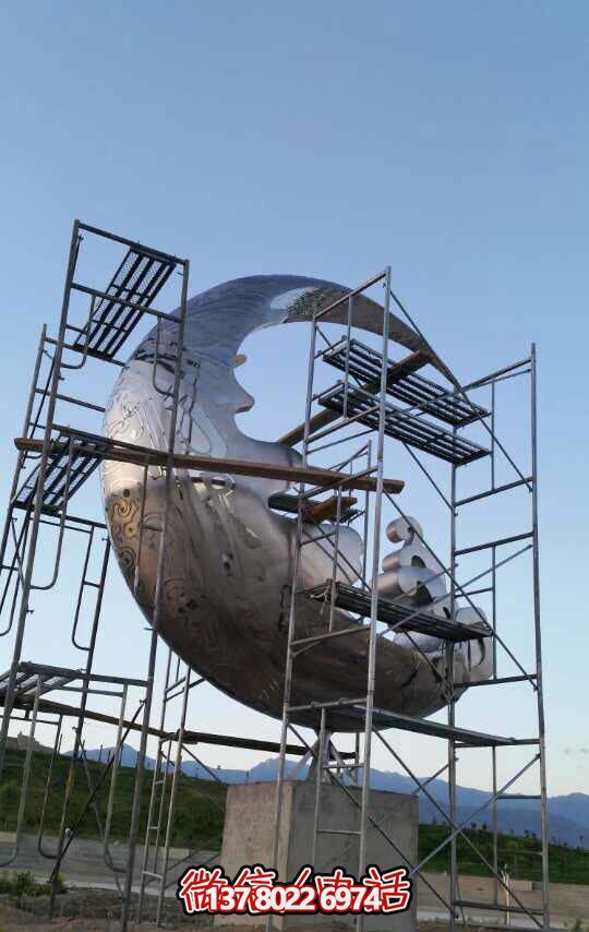 戶外公園大型不銹鋼創意月亮雕塑 戶外公園大型不銹鋼創意月亮雕塑