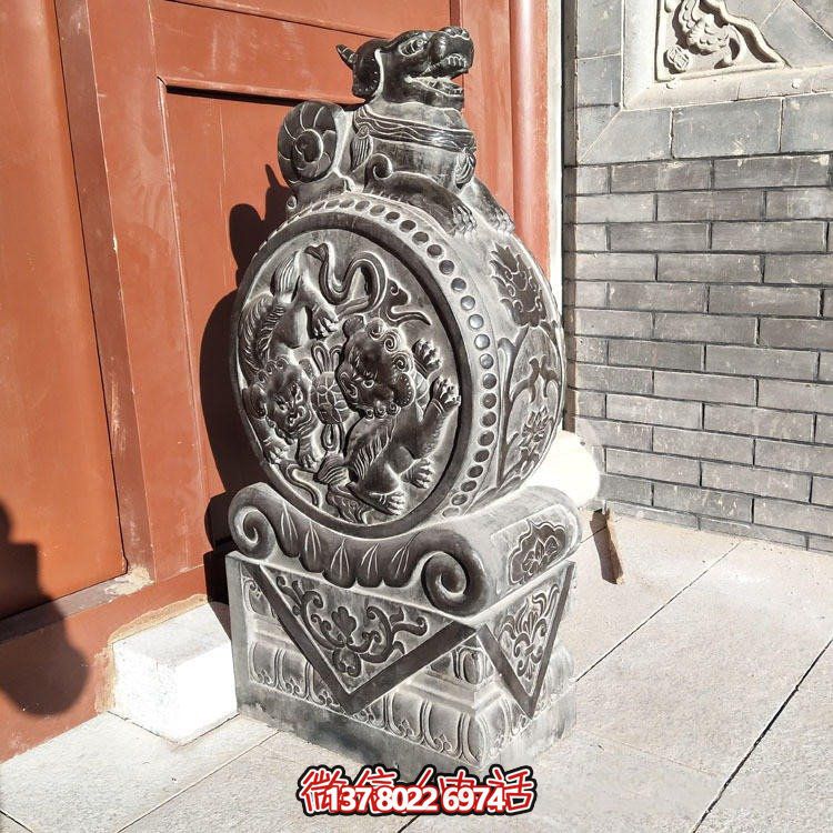 石雕仿古做舊浮雕麒麟中式庭院門(mén)口擺件